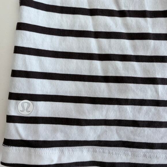 Lululemon All Yours Cotton T-Shirt Stripe White Grey Plus Size 14 Loose Fit - Picture 7 of 7